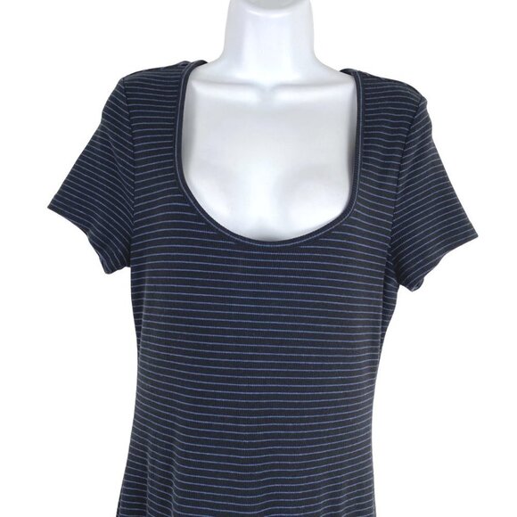 Marine Layer Womens Dress Large Short Sleeve Striped Tencel Blend DR-1323 - Picture 3 of 8